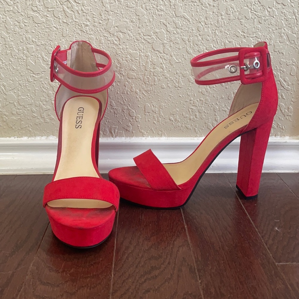 Guess chunky platform sandal heels